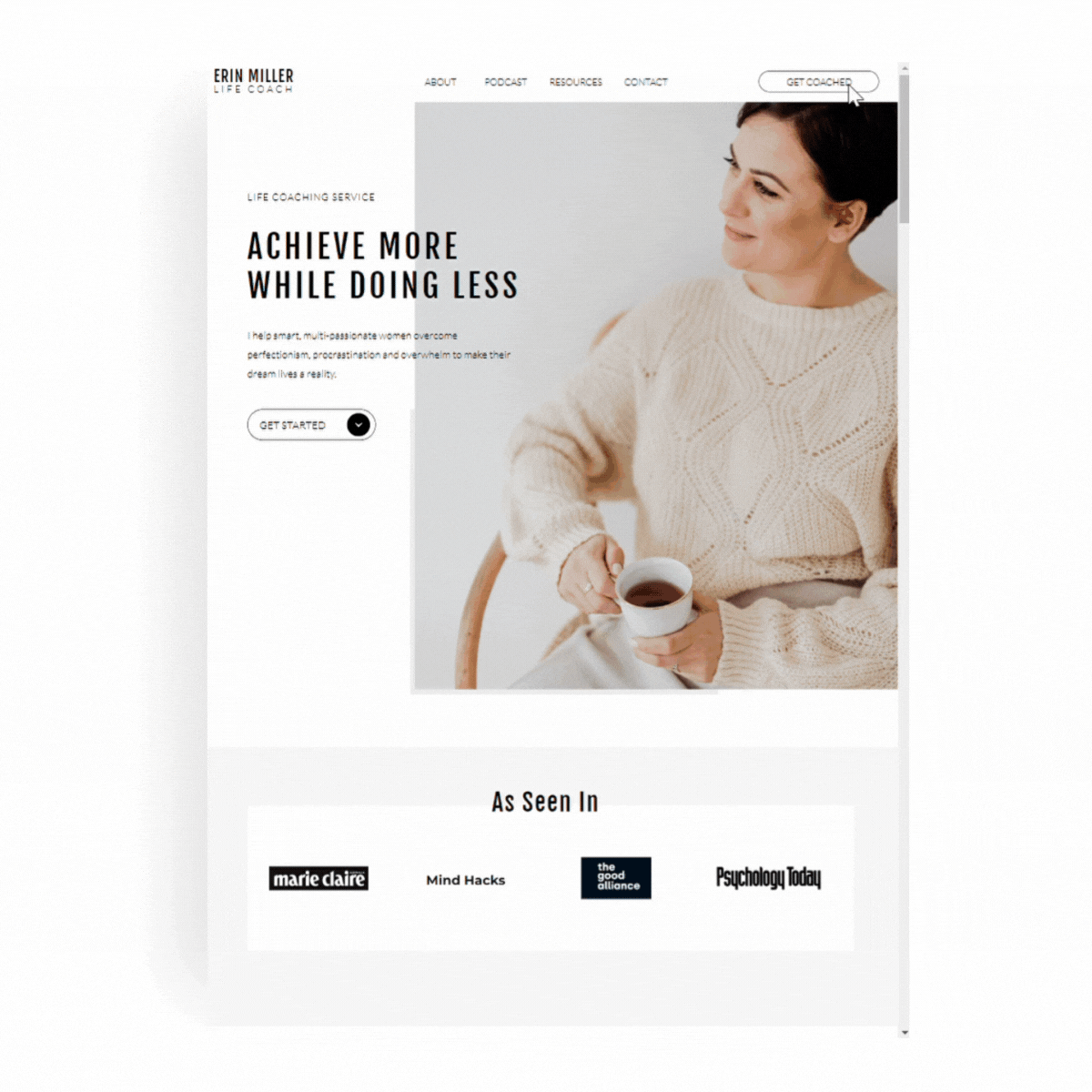 Life coach WordPress website by PROUDLY